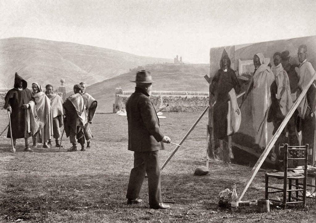 Aurelio Rioja De Pablo Trabajando En El Cuadro Tipos De Soria En Los