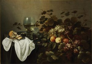 Pieter Claesz y Roelof Koets, Bodegón con frutas y copa Römer, 1644.