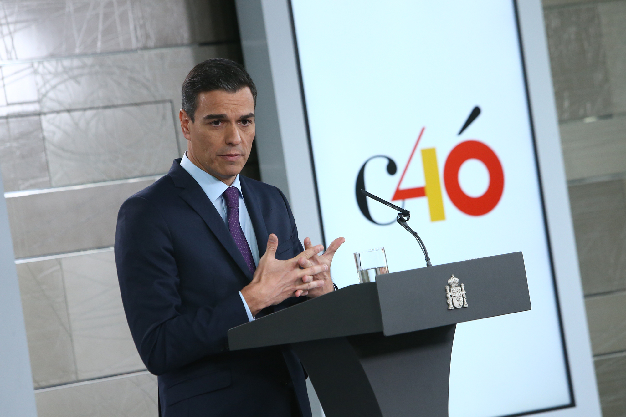 El presidente del Gobierno, Pedro Sánchez, durante la rueda de prensa posterior al Consejo de Ministros en la que ha ofrecido el balance de gestión del Gobierno. Pool Moncloa/Fernando Calvo.