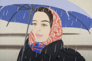 Alex Katz, Blue Umbrella #2, 1972. Oil on canvas. 96 x 144 inches. Collection of Peter Blum, NYC.