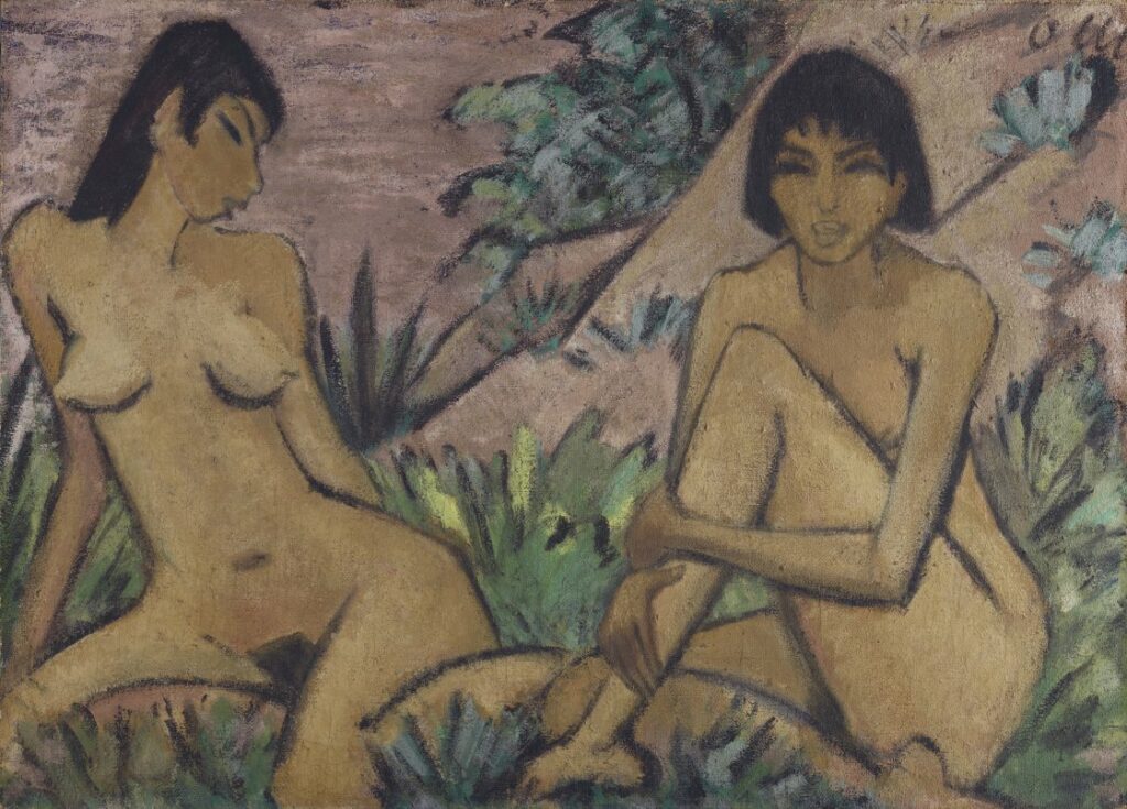 Otto Müller. 'Dos desnudos femeninos en un paisaje', c. 1922. Óleo sobre arpillera. 100 x 139,5 cm. © Museo Nacional Thyssen-Bornemisza, Madrid.